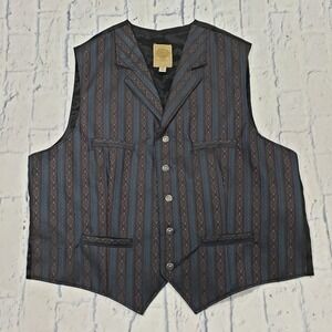 Wah Maker Vest MENS XL Striped Frontier Western Cowboy Waistcoat Vest VINTAGE